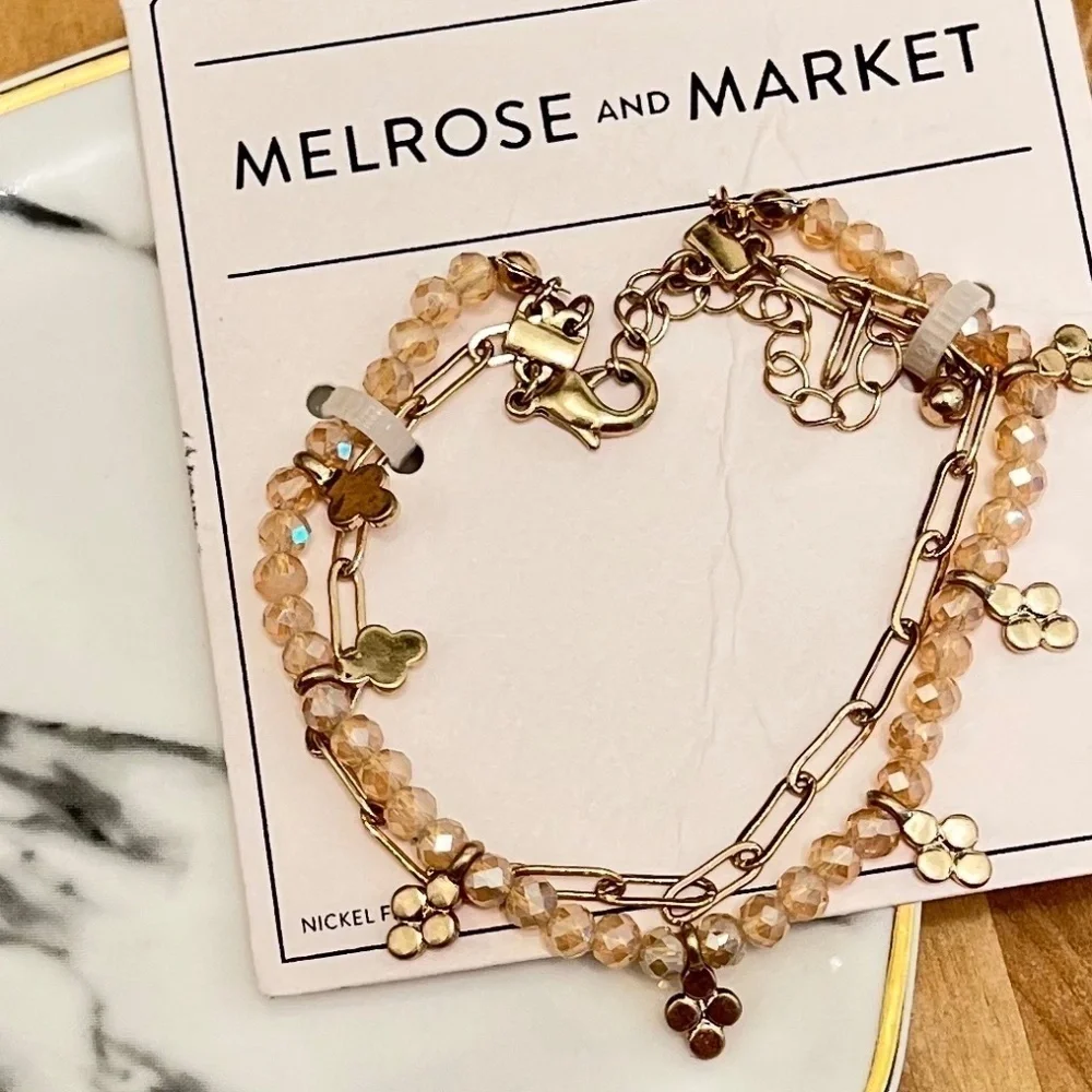 Melrose And Market NWT Bracelet Pink And Gold Nickel Free